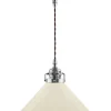 Karlskrona Lampfabrik Skomakarlampor|Taklampa - Skomakarsladd nickel med hög benvit skärm 25 cm