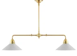 Karlskrona Lampfabrik Spelbordslampor|Stora Taklampor|Taklampa - Spelbordslampa mässing, raka skärmar