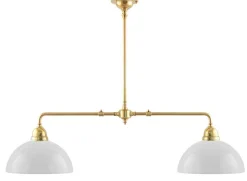 Karlskrona Lampfabrik Spelbordslampor|Stora Taklampor|Taklampa - Spelbordslampa mässing, rundade skärmar