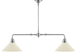 Karlskrona Lampfabrik Spelbordslampor|Stora Taklampor|Taklampa - Spelbordslampa nickel, benvita skärmar