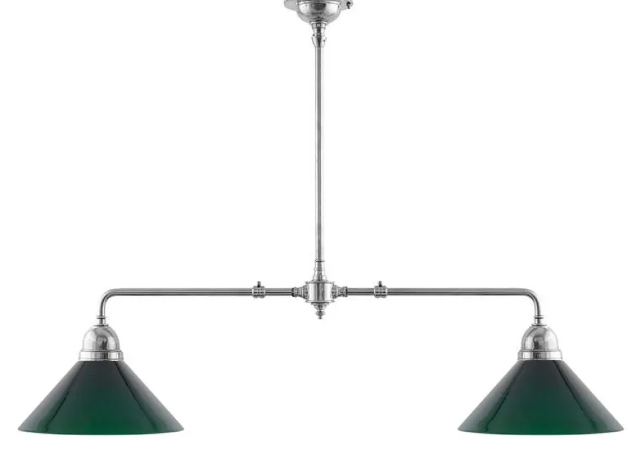 Karlskrona Lampfabrik Spelbordslampor|Stora Taklampor|Taklampa - Spelbordslampa nickel, gröna skärmar