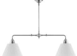 Karlskrona Lampfabrik Spelbordslampor|Stora Taklampor|Taklampa - Spelbordslampa nickel, tygskärmar