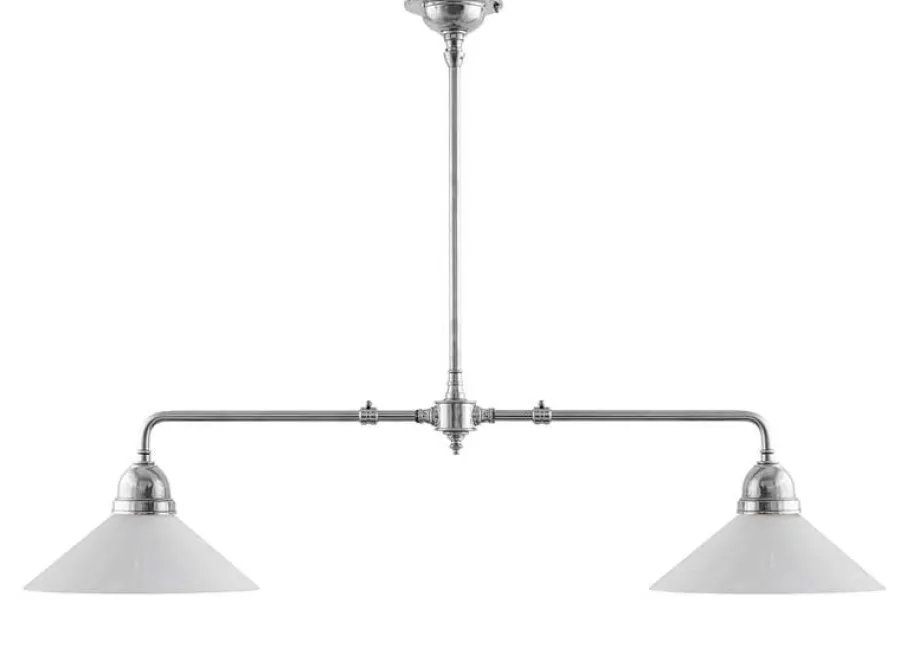 Karlskrona Lampfabrik Spelbordslampor|Stora Taklampor|Taklampa - Spelbordslampa nickel, vit skärm