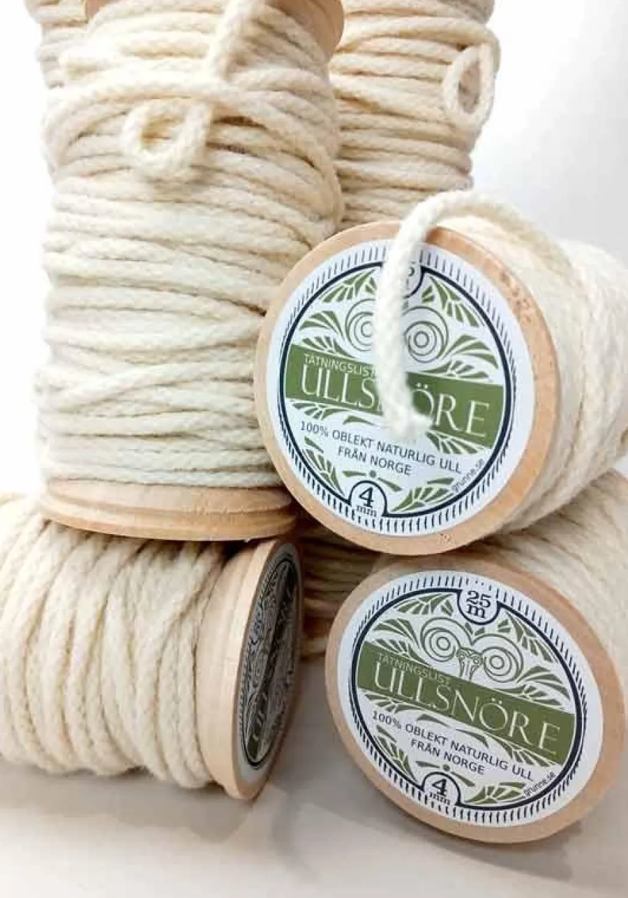 Grunne Produktion AB Ullsnöre|Tätningslist ull - 4 mm ullsnöre vit, 25m