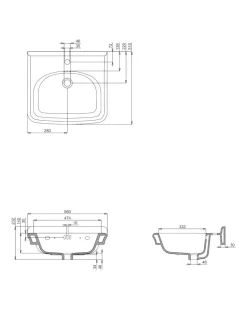 Badex AB Tvättställ Med Pelare|Tvättställ|Tvättställ - Guild 56 cm, piedestal