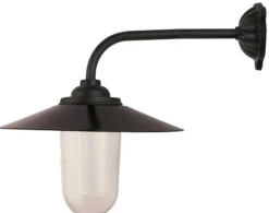 Kulturjern AB Stallampor & Gårdslampor|Utomhuslampor För Vägg|Utomhuslampa - Stallampa 90° lång böj, svart skärm
