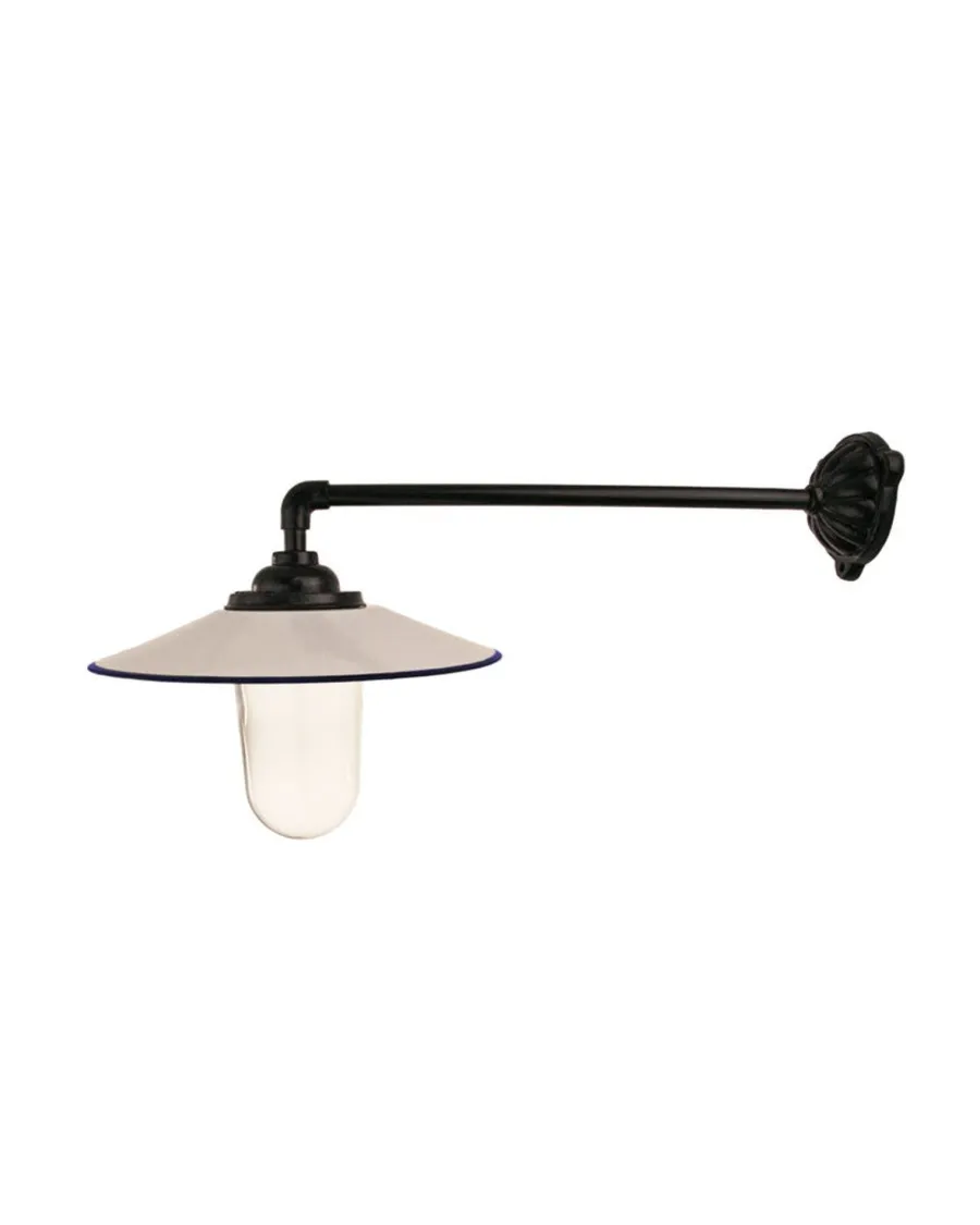 Kulturjern AB Stallampor & Gårdslampor|Stallampa & Gårdslampa|Utomhuslampa - Stallampa 90° rak koppling, vit skärm