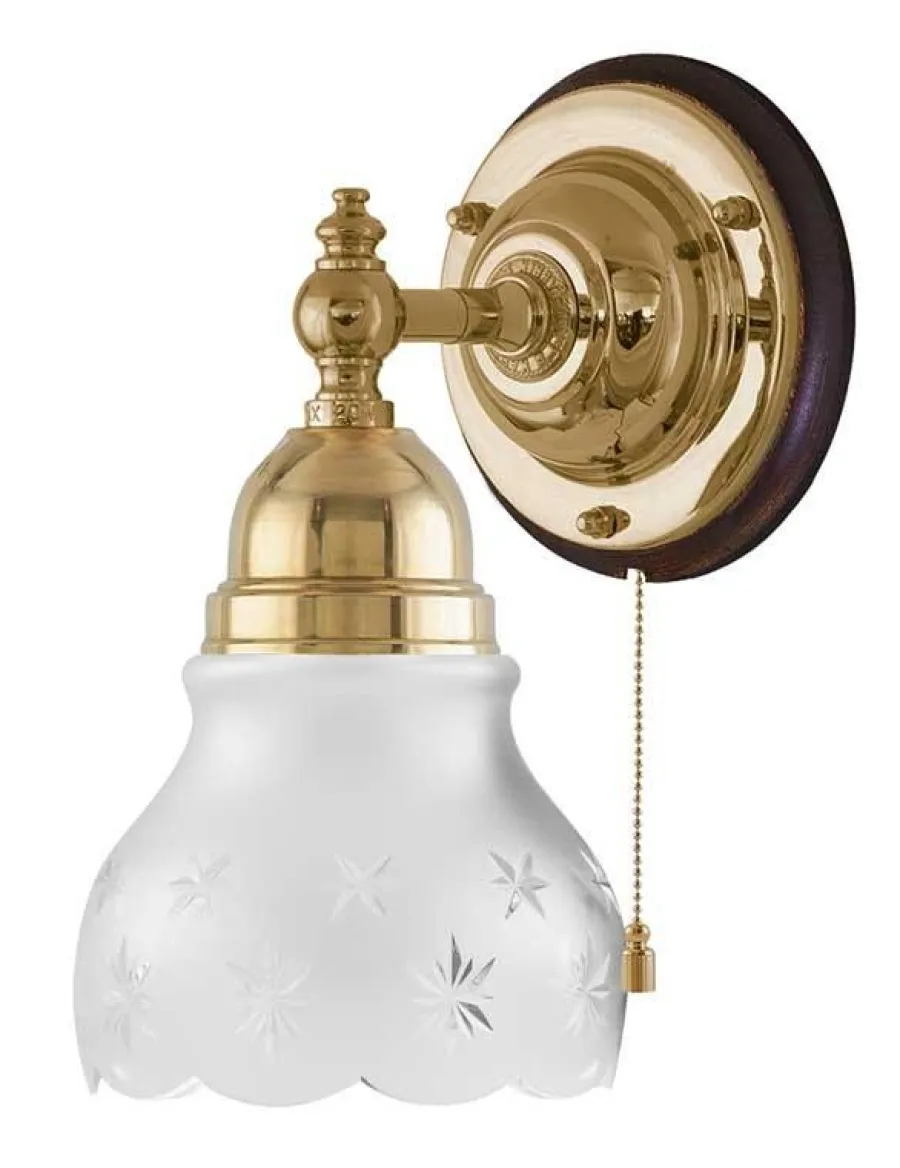 Karlskrona Lampfabrik Vägglampor Med Glaskupa|Vägglampor I Mässing|Vägglampa - Adelborg mässing, slipat mattglas