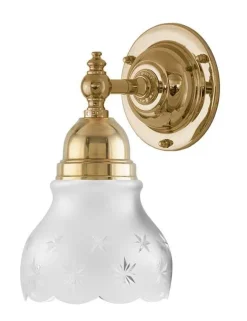 Karlskrona Lampfabrik Vägglampor Med Glaskupa|Vägglampor I Mässing|Vägglampa - Adelborg mässing, slipat mattglas