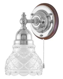 Karlskrona Lampfabrik Vägglampor I Nickel|Vägglampor Med Glaskupa|Vägglampa - Adelborg nickel klarglas