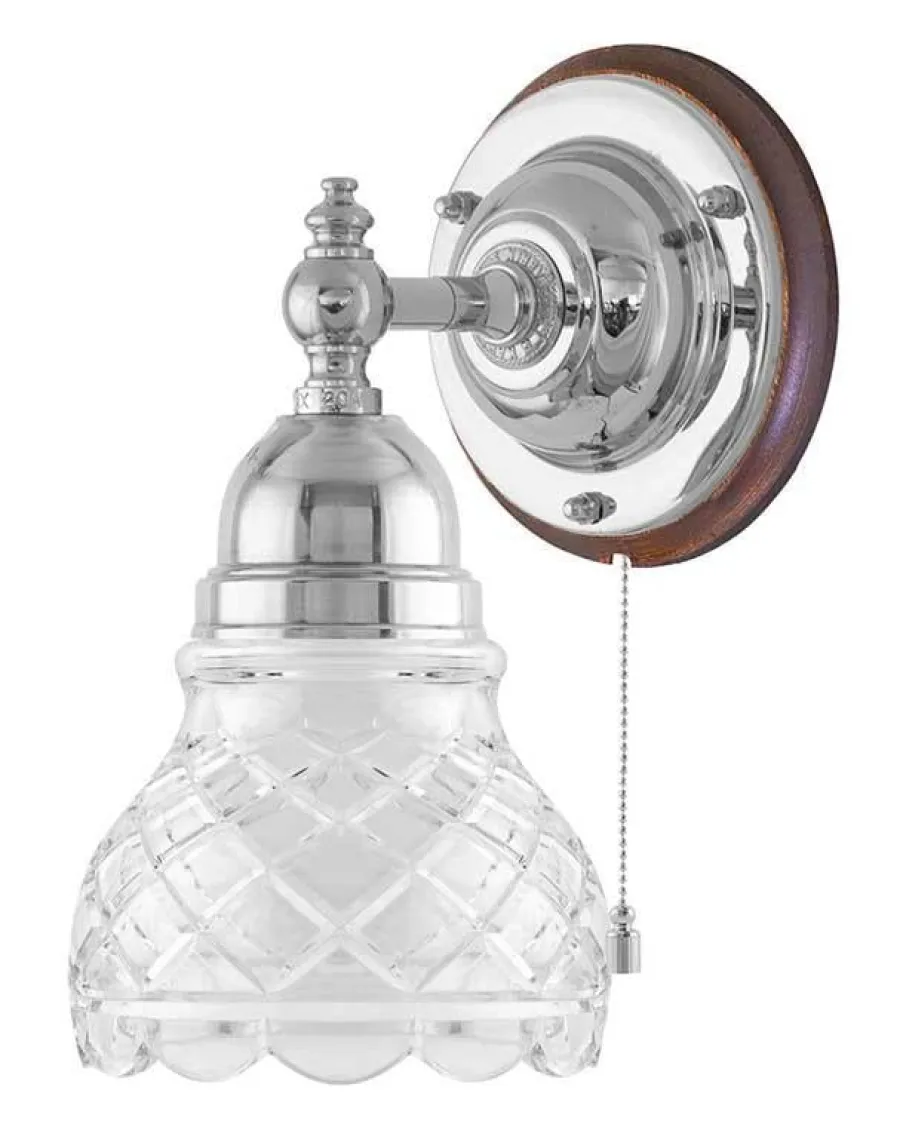 Karlskrona Lampfabrik Vägglampor I Nickel|Vägglampor Med Glaskupa|Vägglampa - Adelborg nickel klarglas