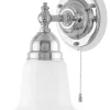 Karlskrona Lampfabrik Vägglampor I Nickel|Vägglampor Med Glaskupa|Vägglampa - Adelborg nickel, opalvit klocka