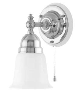 Karlskrona Lampfabrik Vägglampor I Nickel|Vägglampor Med Glaskupa|Vägglampa - Adelborg nickel, opalvit klocka