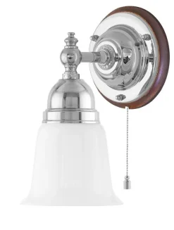Karlskrona Lampfabrik Vägglampor I Nickel|Vägglampor Med Glaskupa|Vägglampa - Adelborg nickel, opalvit klocka