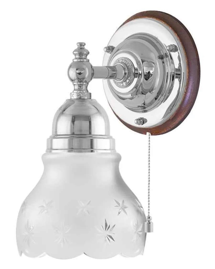 Karlskrona Lampfabrik Vägglampor I Nickel|Vägglampor Med Glaskupa|Vägglampa - Adelborg nickel, slipat mattglas