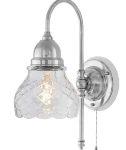 Karlskrona Lampfabrik Vägglampor I Nickel|Vägglampor Med Glaskupa|Vägglampa - Ahlström nickel, slipat klarglas