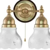 Karlskrona Lampfabrik Vägglampor Med Glaskupa|Vägglampor Med Två Armar|Vägglampa - Bergman mässing, slipat mattglas