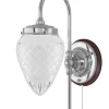Karlskrona Lampfabrik Vägglampor I Nickel|Vägglampor Med Glaskupa|Vägglampa - Blomberg 80 nickel, klarglas droppe