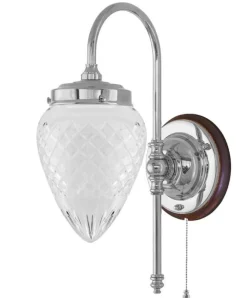 Karlskrona Lampfabrik Vägglampor I Nickel|Vägglampor Med Glaskupa|Vägglampa - Blomberg 80 nickel, klarglas droppe