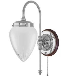 Karlskrona Lampfabrik Vägglampor I Nickel|Vägglampor Med Glaskupa|Vägglampa - Blomberg 80 nickel, matt droppe