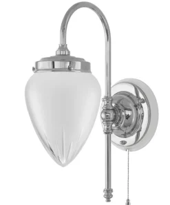 Karlskrona Lampfabrik Vägglampor I Nickel|Vägglampor Med Glaskupa|Vägglampa - Blomberg 80 nickel, matt droppe