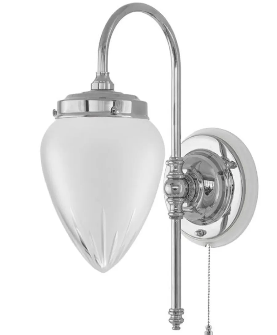 Karlskrona Lampfabrik Vägglampor I Nickel|Vägglampor Med Glaskupa|Vägglampa - Blomberg 80 nickel, matt droppe