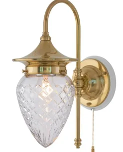 Karlskrona Lampfabrik Vägglampor Med Glaskupa|Vägglampor I Mässing|Vägglampa - Fryxell mässing, klarglas
