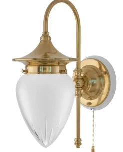 Karlskrona Lampfabrik Vägglampor Med Glaskupa|Vägglampor I Mässing|Vägglampa - Fryxell mässing, slipat mattglas