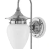 Karlskrona Lampfabrik Vägglampor I Nickel|Vägglampor Med Glaskupa|Vägglampa - Fryxell nickel, opalvit