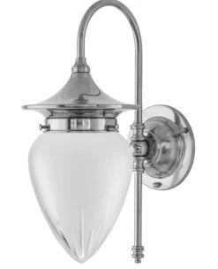 Karlskrona Lampfabrik Vägglampor I Nickel|Vägglampor Med Glaskupa|Vägglampa - Fryxell nickel, slipat mattglas