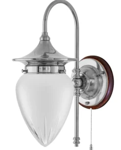 Karlskrona Lampfabrik Vägglampor I Nickel|Vägglampor Med Glaskupa|Vägglampa - Fryxell nickel, slipat mattglas