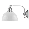 Karlskrona Lampfabrik Vägglampor I Nickel|Vägglampor Med Glaskupa|Vägglampa - Gripenberg nickel, opalvit halvsfär, brun