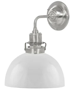 Karlskrona Lampfabrik Vägglampor I Nickel|Vägglampor Med Glaskupa|Vägglampa - Lillienstedt nickel, opalvit halvsfär