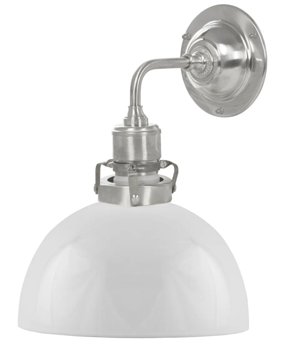 Karlskrona Lampfabrik Vägglampor I Nickel|Vägglampor Med Glaskupa|Vägglampa - Lillienstedt nickel, opalvit halvsfär