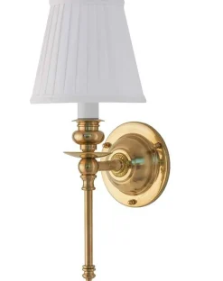 Karlskrona Lampfabrik Vägglampor I Mässing|Vägglampor Med Tygskärm|Vägglampa - Ribbing mässing, vit skärm