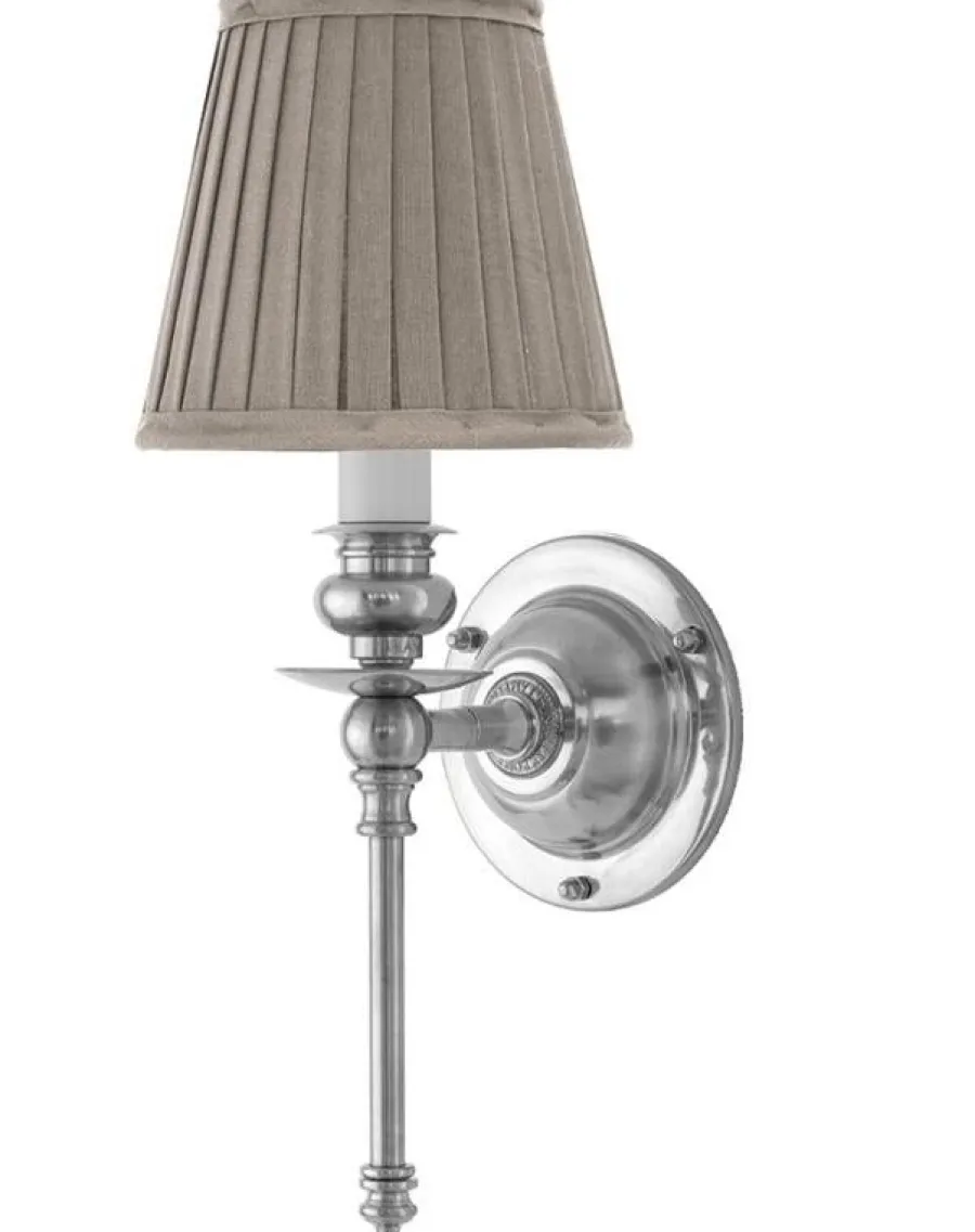 Karlskrona Lampfabrik Vägglampor I Nickel|Vägglampor Med Tygskärm|Vägglampa - Ribbing nickel, beige skärm