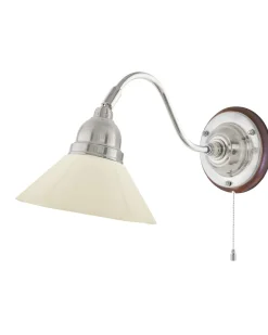 Karlskrona Lampfabrik Vägglampor I Nickel|Vägglampor Med Glaskupa|Vägglampa - Runeberg nickel benvit skomakarskärm