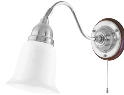 Karlskrona Lampfabrik Vägglampor I Nickel|Vägglampor Med Glaskupa|Vägglampa - Runeberg nickel, opalvit klocka