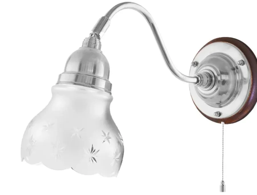 Karlskrona Lampfabrik Vägglampor I Nickel|Vägglampor Med Glaskupa|Vägglampa - Runeberg nickel, slipat mattglas