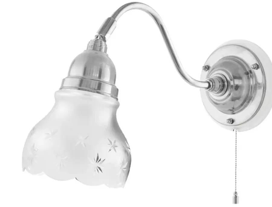 Karlskrona Lampfabrik Vägglampor I Nickel|Vägglampor Med Glaskupa|Vägglampa - Runeberg nickel, slipat mattglas