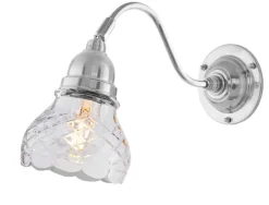 Karlskrona Lampfabrik Vägglampor I Nickel|Vägglampor Med Glaskupa|Vägglampa - Runeberg nickel, slipat klarglas