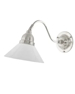 Karlskrona Lampfabrik Vägglampor Med Glaskupa|Vägglampor I Nickel|Vägglampa - Runeberg nickel vit skomakarskärm