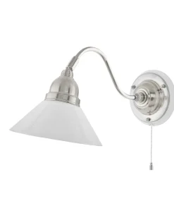 Karlskrona Lampfabrik Vägglampor Med Glaskupa|Vägglampor I Nickel|Vägglampa - Runeberg nickel vit skomakarskärm