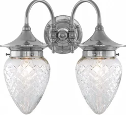 Karlskrona Lampfabrik Vägglampor I Nickel|Vägglampor Med Två Armar|Vägglampa - Tigerstedt nickel, klarglas