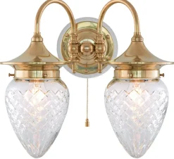 Karlskrona Lampfabrik Vägglampor Med Glaskupa|Vägglampor Med Två Armar|Vägglampa - Tigerstedt, slipat klarglas