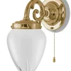 Karlskrona Lampfabrik Vägglampor Med Glaskupa|Vägglampor I Mässing|Vägglampa - Topelius mässing, slipat mattglas