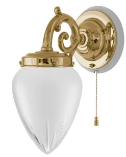 Karlskrona Lampfabrik Vägglampor Med Glaskupa|Vägglampor I Mässing|Vägglampa - Topelius mässing, slipat mattglas