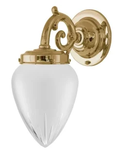Karlskrona Lampfabrik Vägglampor Med Glaskupa|Vägglampor I Mässing|Vägglampa - Topelius mässing, slipat mattglas