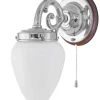 Karlskrona Lampfabrik Vägglampor I Nickel|Vägglampor Med Glaskupa|Vägglampa - Topelius nickel, opalvit droppe