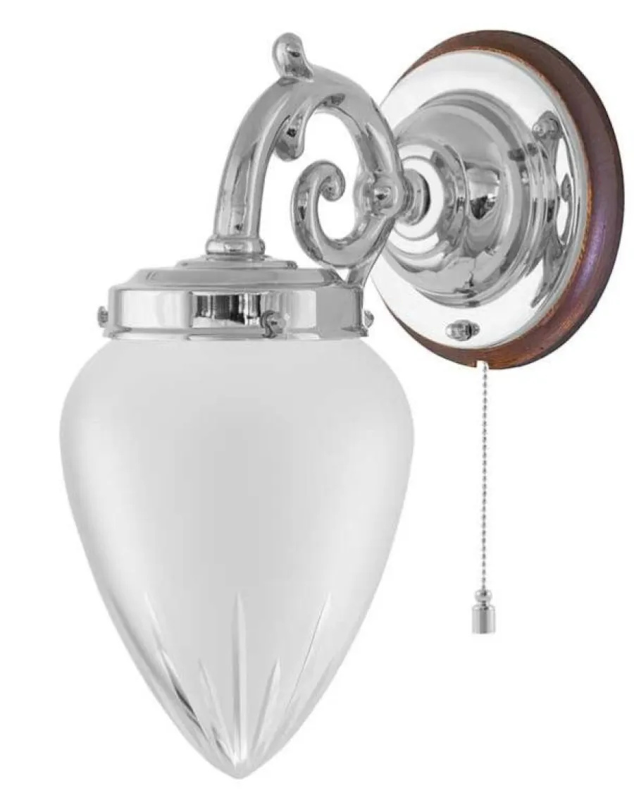 Karlskrona Lampfabrik Vägglampor I Nickel|Vägglampor Med Glaskupa|Vägglampa - Topelius nickel, slipat mattglas